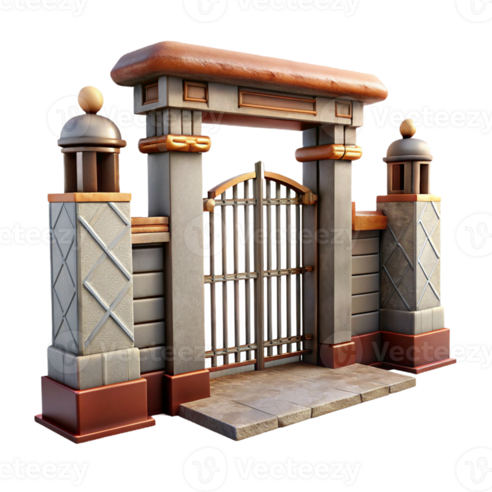 magnificent rustic Factory Gate Open Welcome View Isolated professional png