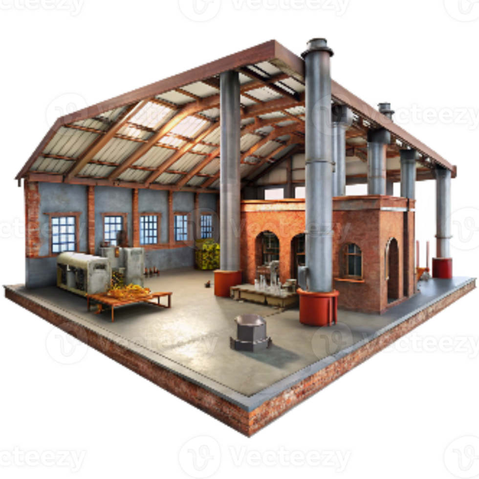 stunning traditional Factory Interior Wide Angle View Isolated high quality png