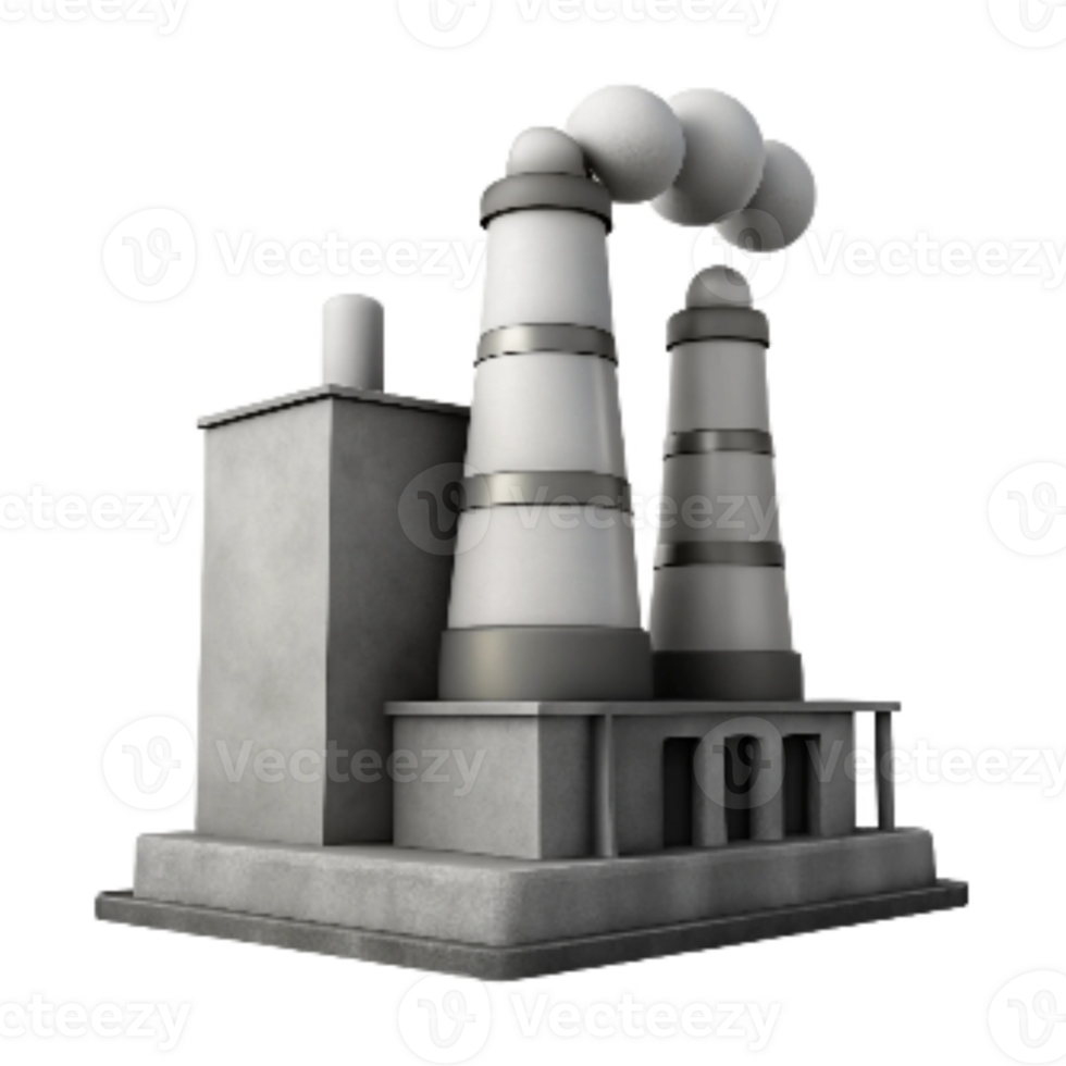 beautiful creative Factory Smokestack Grey Scale Transparent Background premium png