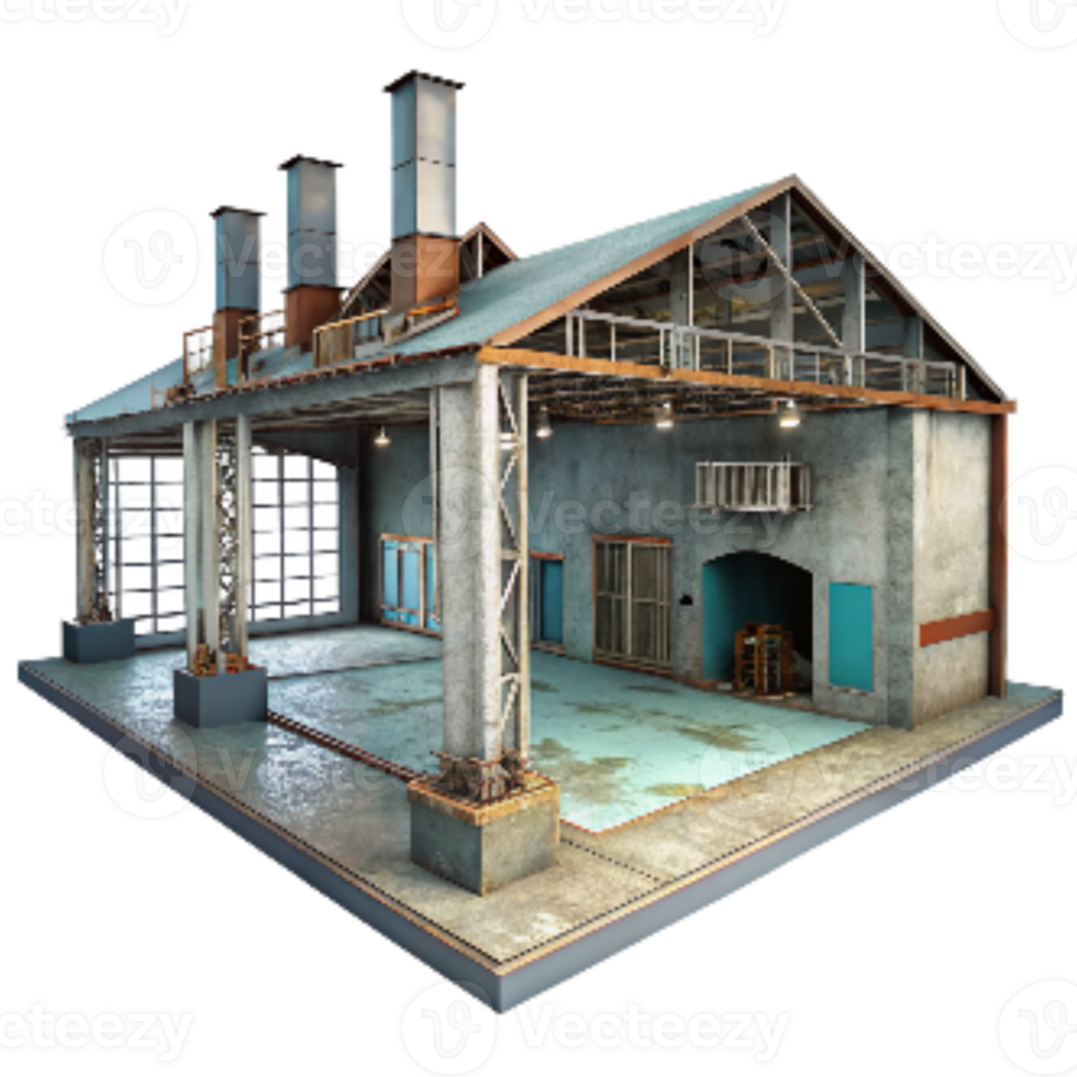 impressive traditional Factory Interior Wide Angle View Isolated exclusive png