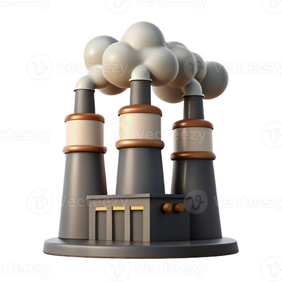 dramatic creative Factory Smokestacks Grey Smoke Transparent Background exclusive png