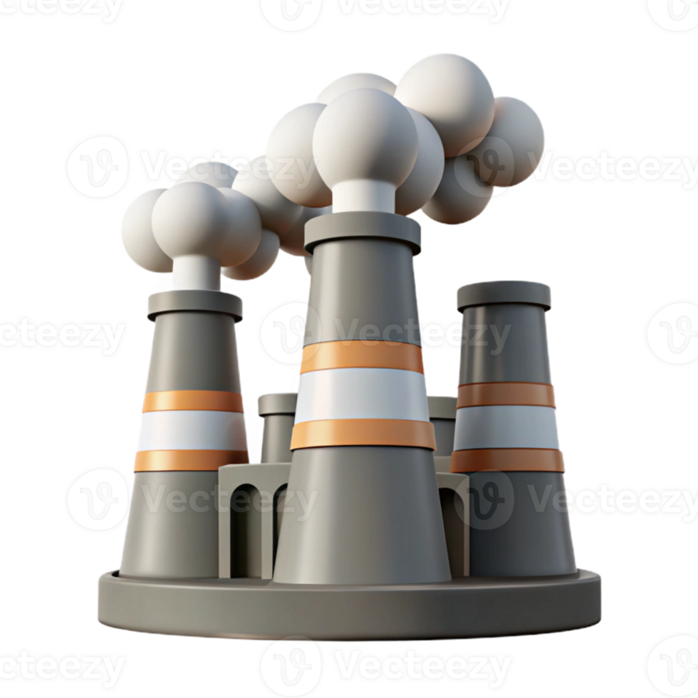 vibrant rustic Factory Smokestacks Grey Smoke Transparent Background authentic png
