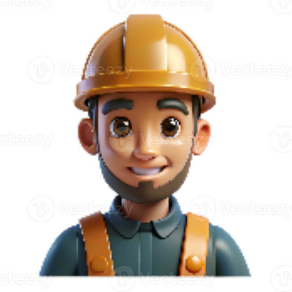 dramatic minimalist Factory Worker with Helmet Front View Transparent Background exclusive png