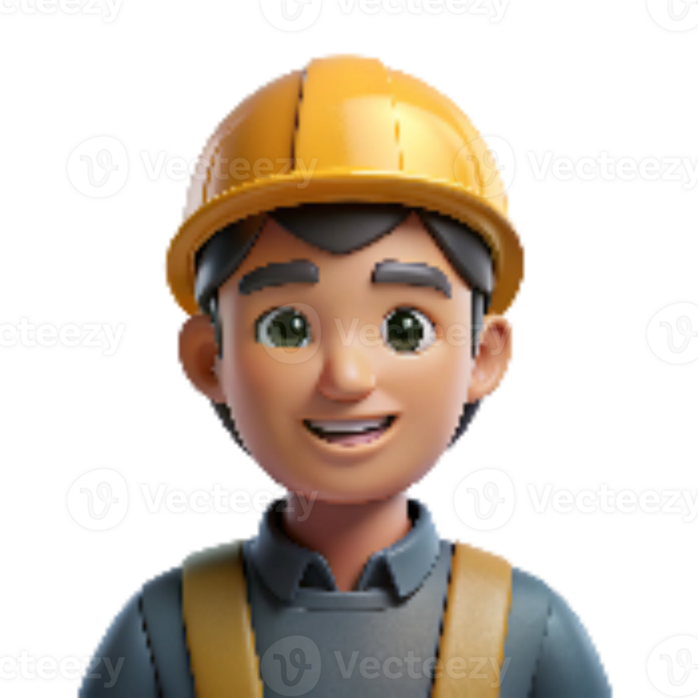 extraordinary modern Factory Worker with Helmet Front View Transparent Background detailed png