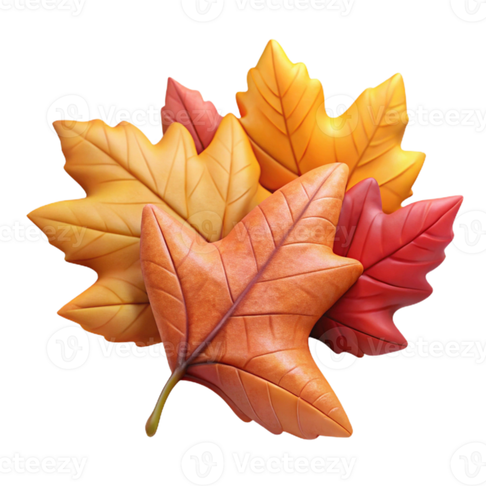 stunning minimalist Fallen Leaves Cutout Isolated with Autumn Colors 4K png