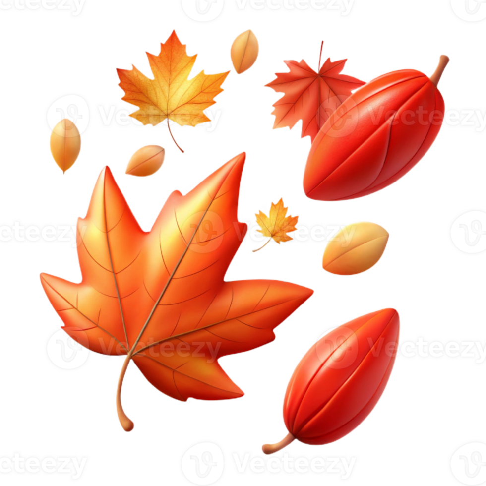 extraordinary rustic Falling Autumn Leaves Red and Orange Transparent Background genuine png