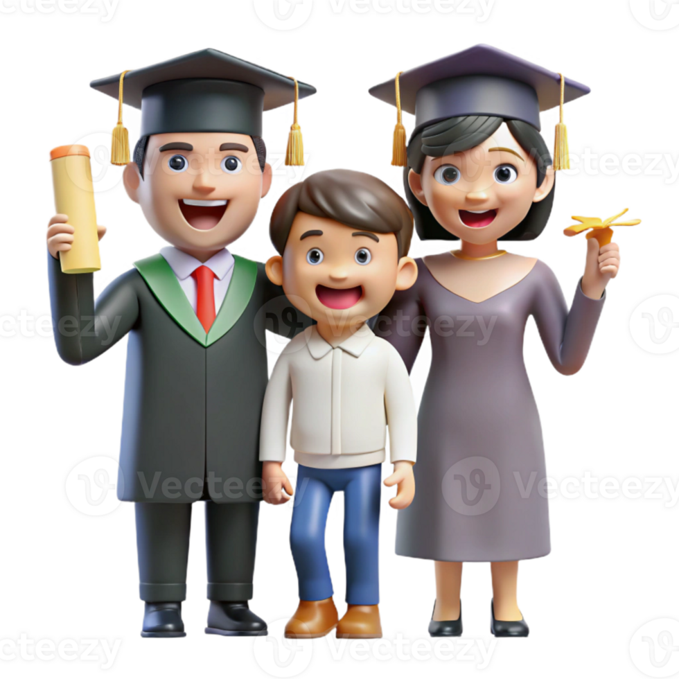 impressive rustic Family Celebrating Graduation Cutout detailed png