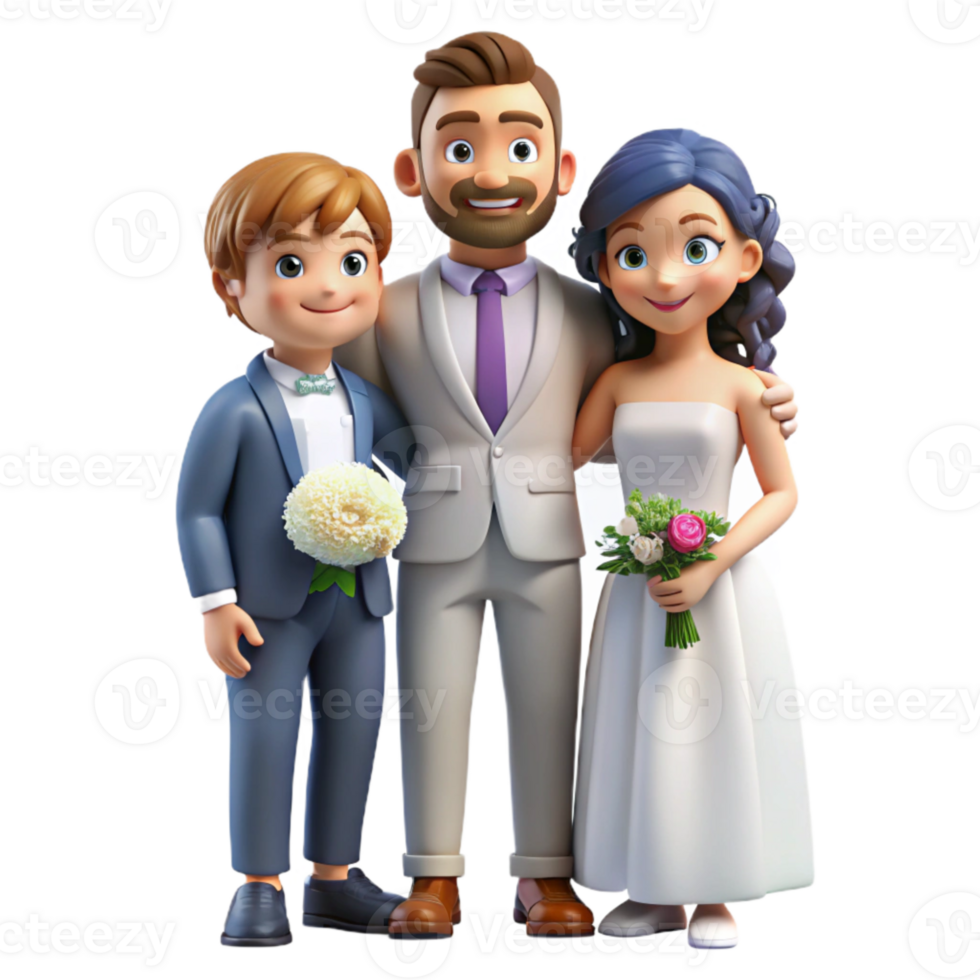 stunning creative Family Celebrating Wedding Isolated detailed png