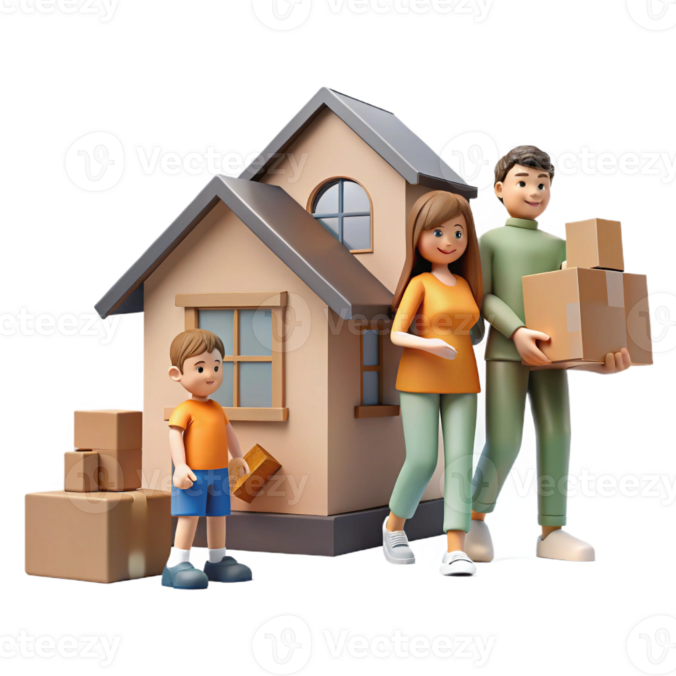 wonderful abstract Family Moving Into New Home Isolated exclusive png