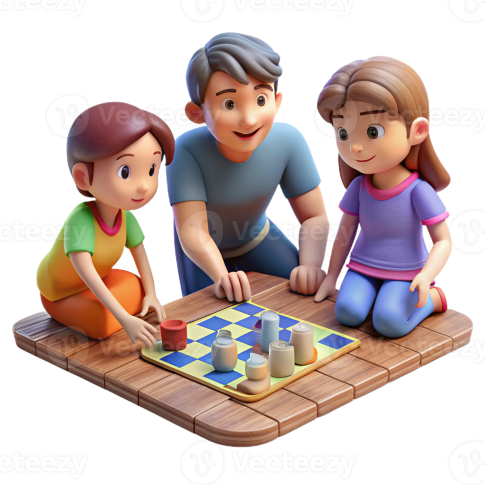 serene creative Family Playing Board Game Cutout high resolution png