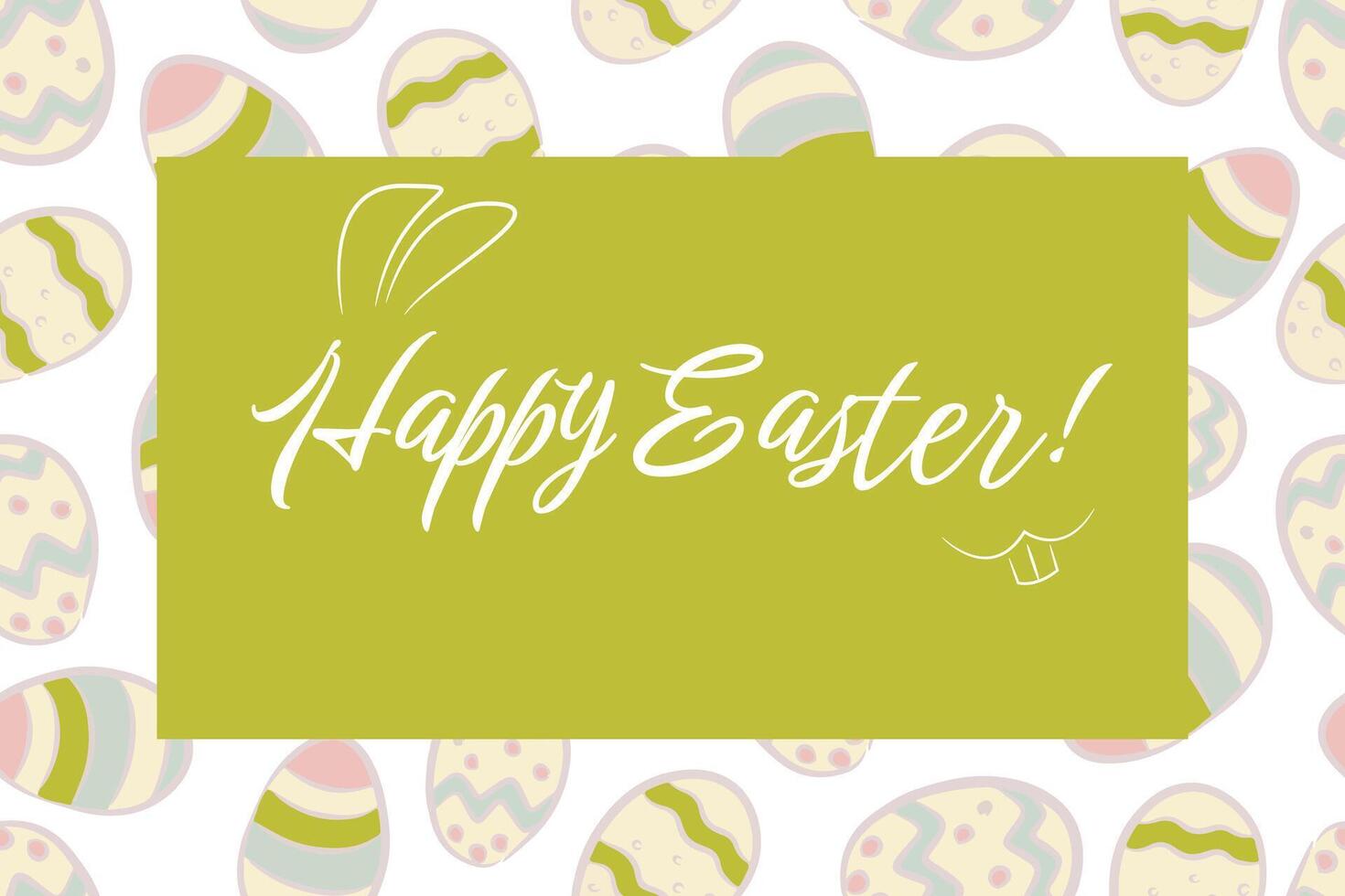 Card with hand drawn eggs and place for text. Happy Easter background vector