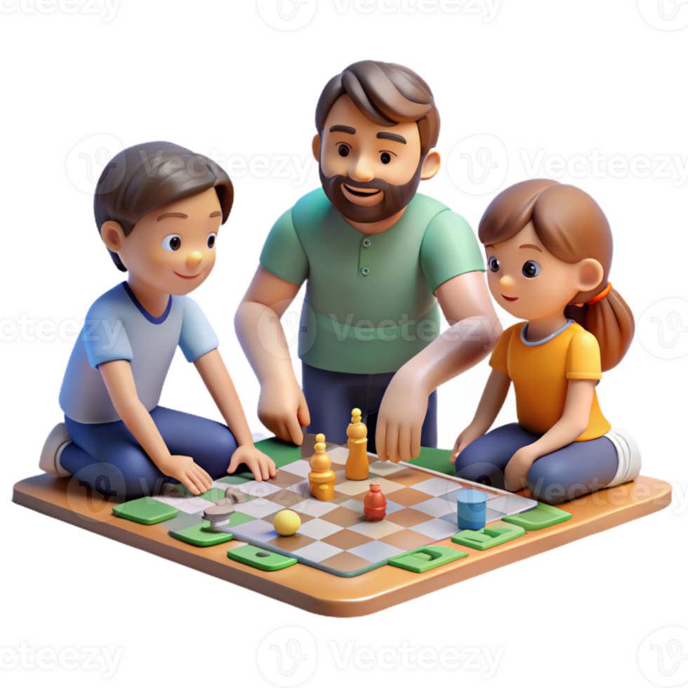 magnificent minimalist Family Playing Board Game Cutout authentic png