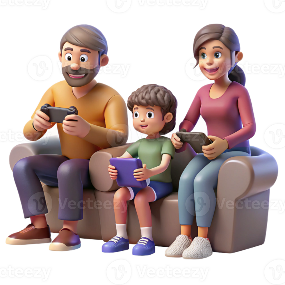 elegant traditional Family Playing Games Fun Time Isolated premium png