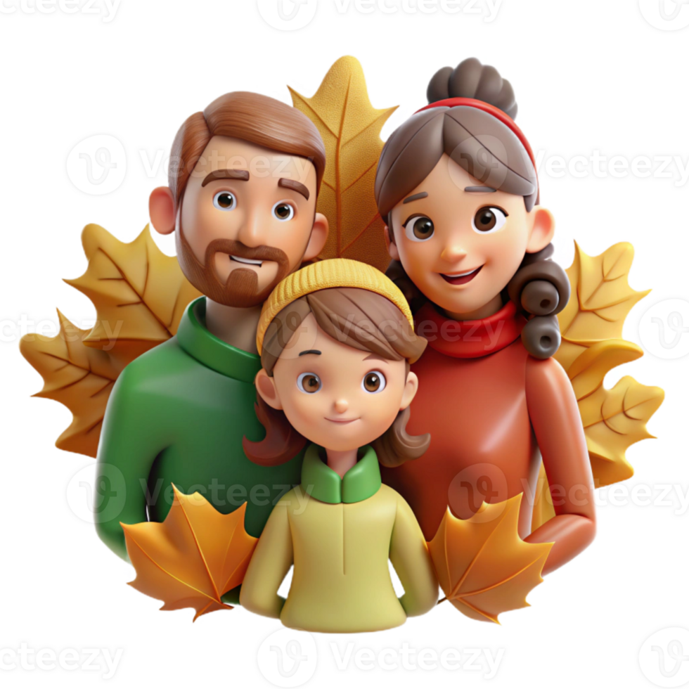 magnificent contemporary Family Portrait in Autumn Leaves Isolated original png