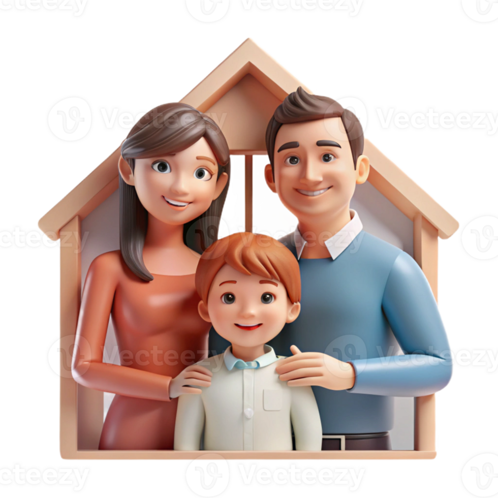wonderful creative Family Portrait in New Home Transparent Background authentic png
