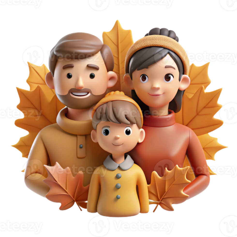 extraordinary minimalist Family Portrait in Autumn Leaves Isolated original png
