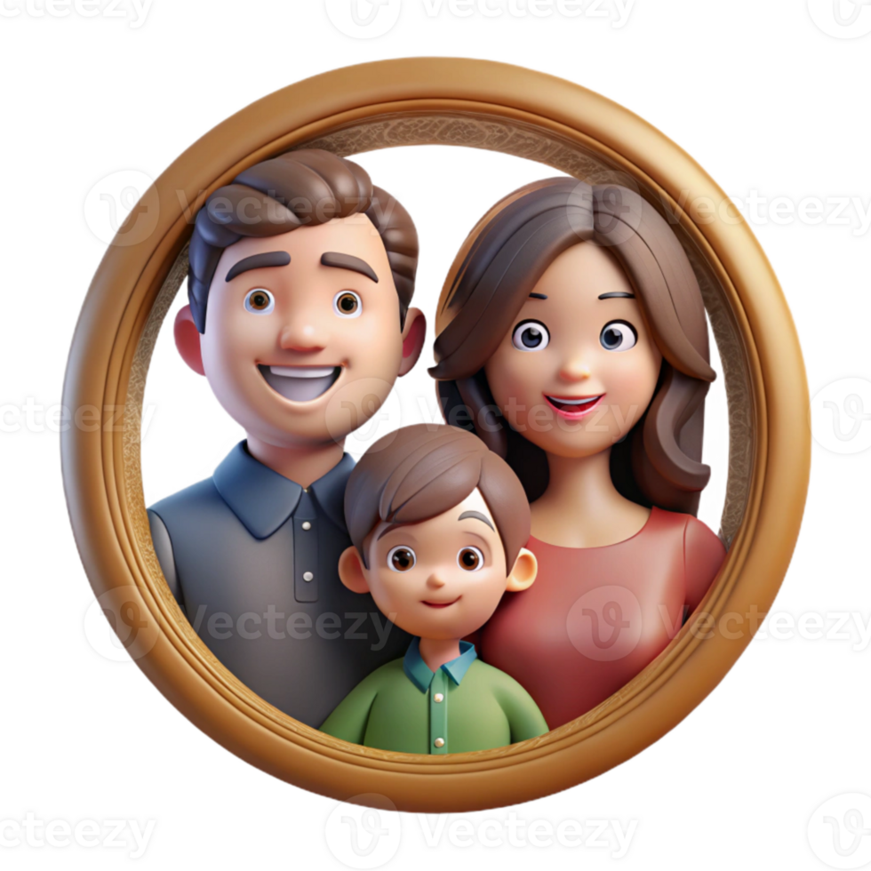 elegant artistic Family Portrait in Oval Frame Isolated high quality png