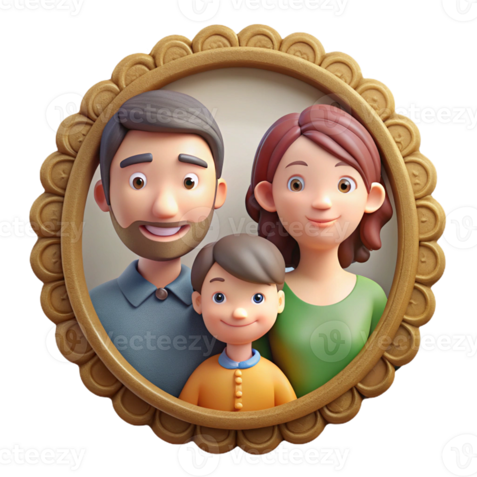 magnificent abstract Family Portrait in Oval Frame Isolated professional png