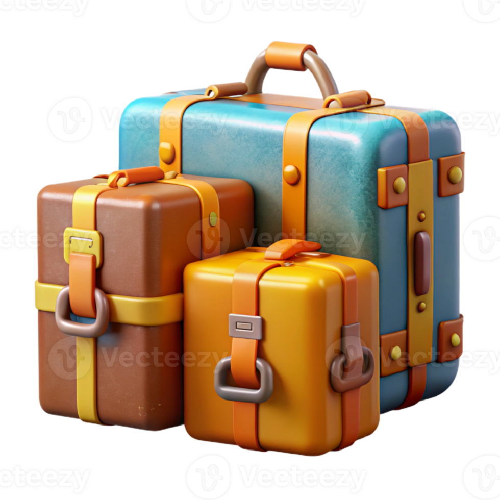 elegant modern Family Vacation Suitcases Packed Transparent Background high resolution png