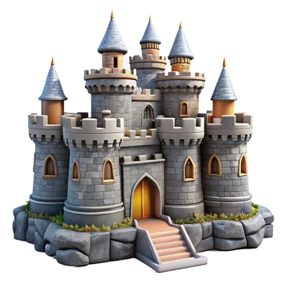 vibrant artistic Fantasy Castle Stone Walls Transparent Background authentic png