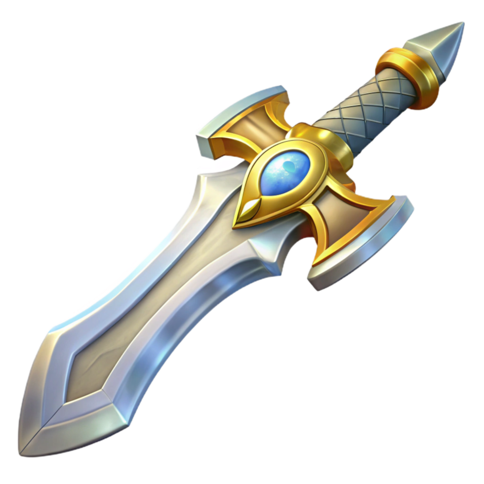 vibrant abstract Fantasy Sword Silver and Gold Transparent Background exclusive png