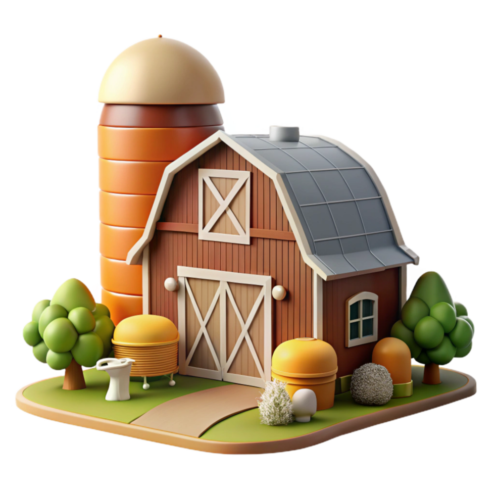 serene classic Farm Scene with Barn and Animals Isolated genuine png