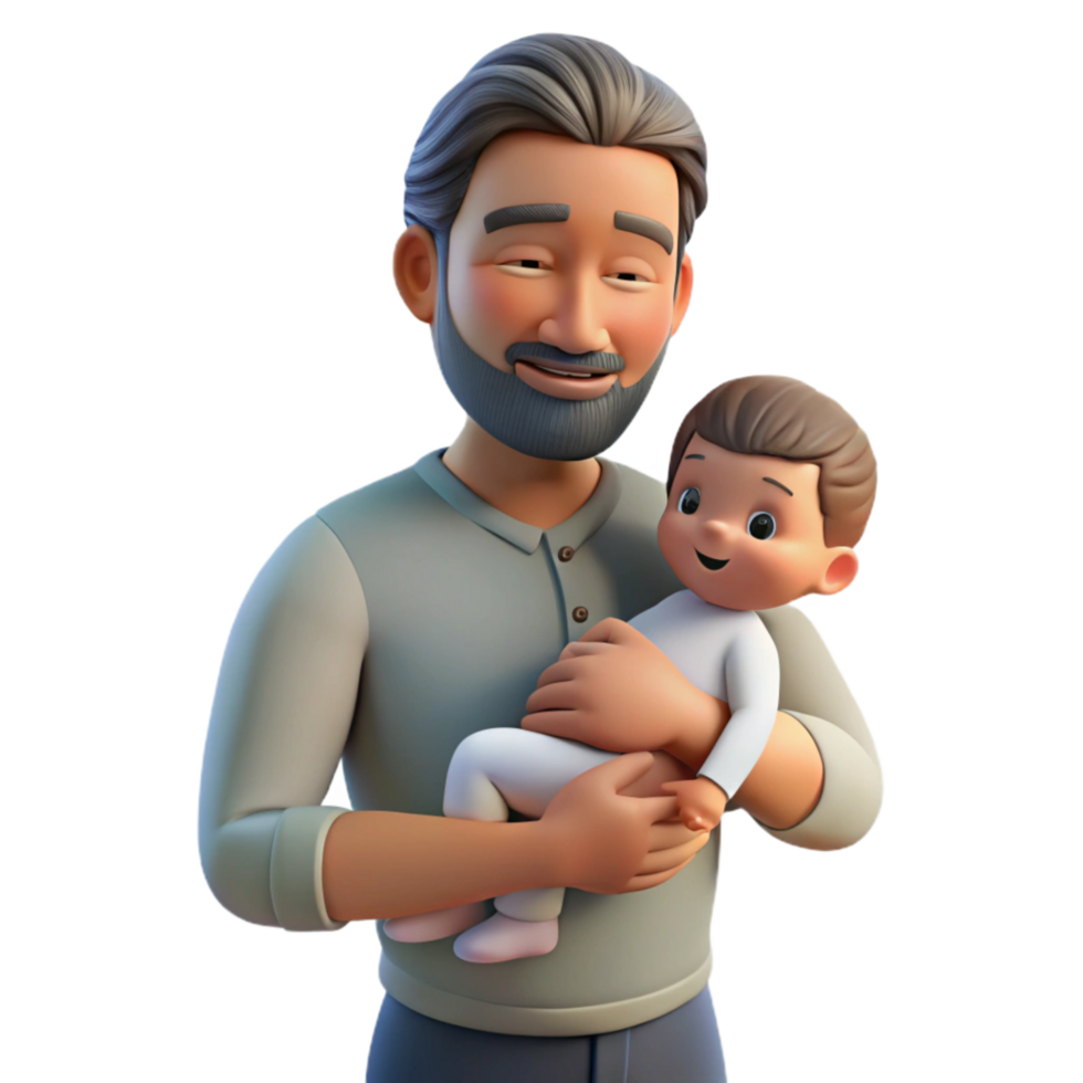 beautiful contemporary Father Holding Newborn Baby Cutout authentic png