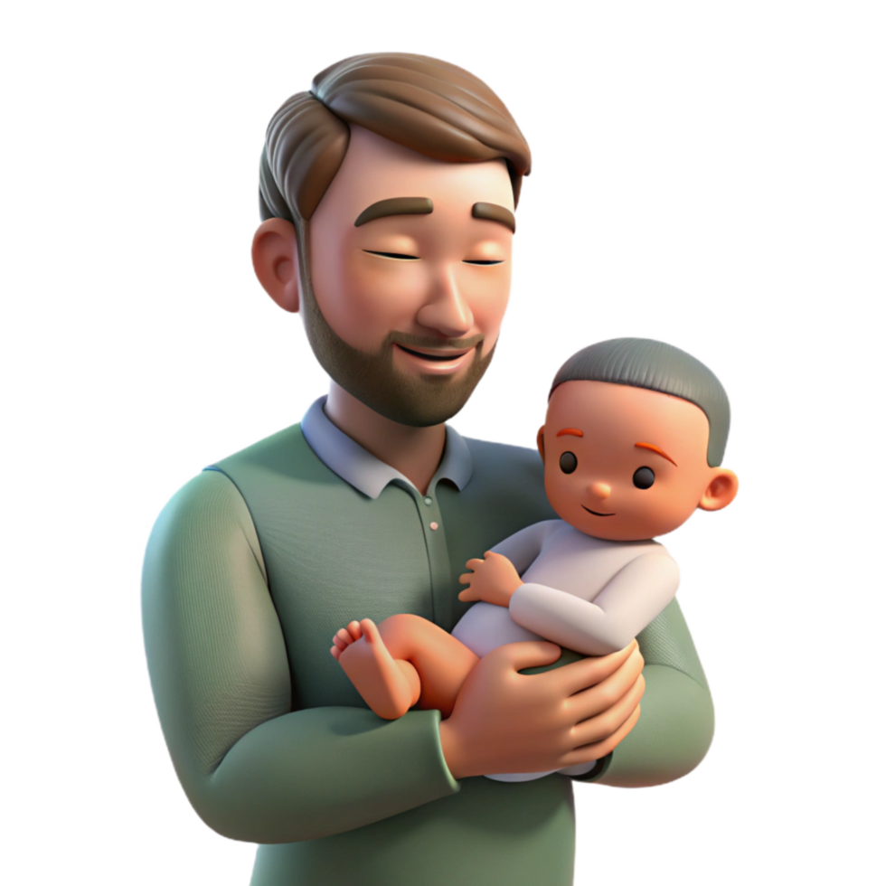 dramatic minimalist Father Holding Newborn Baby Cutout professional png