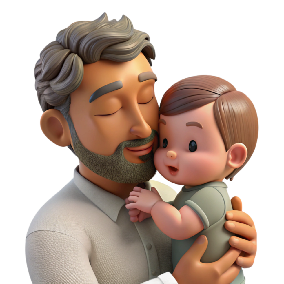 vibrant modern Father Kissing Baby Forehead Loving Gesture Isolated professional png