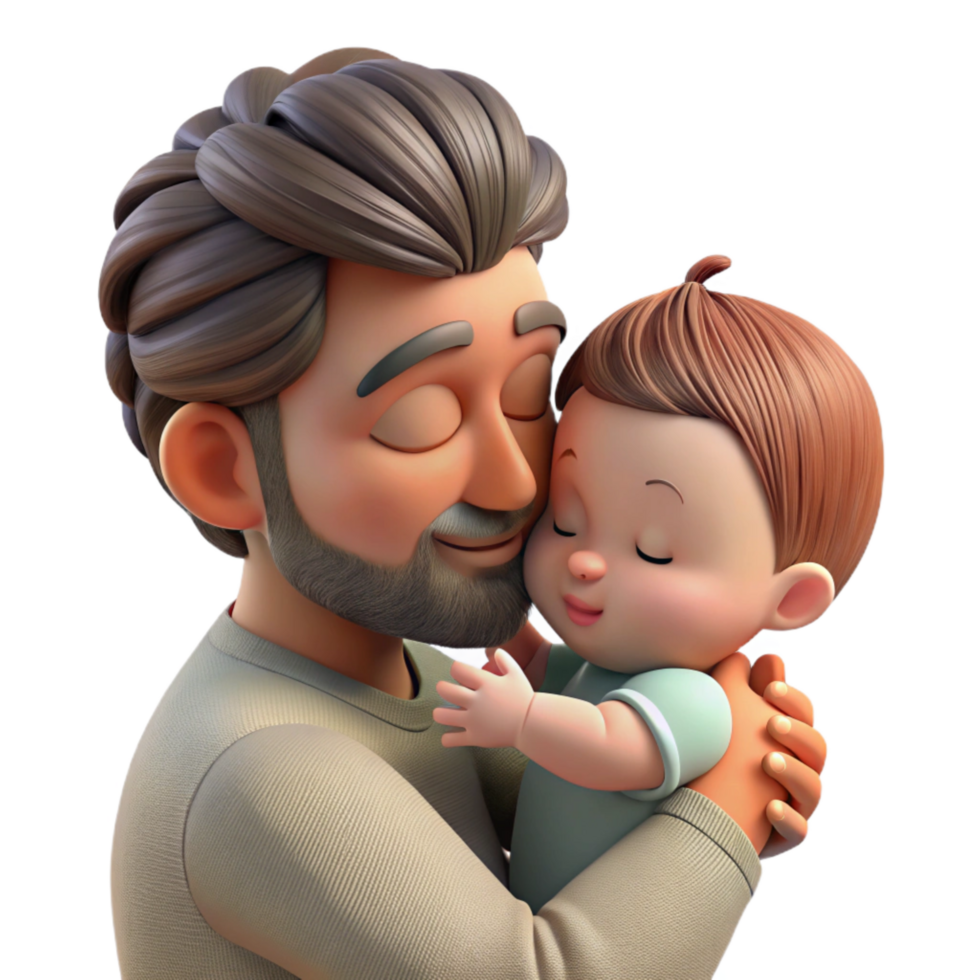 dramatic vintage Father Kissing Baby Forehead Loving Gesture Isolated professional png