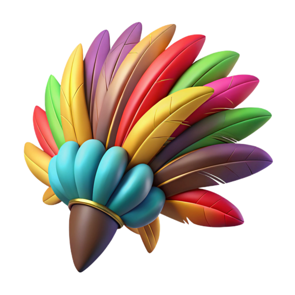 beautiful artistic Feather Headdress Colorful Feathers Cutout Element genuine png