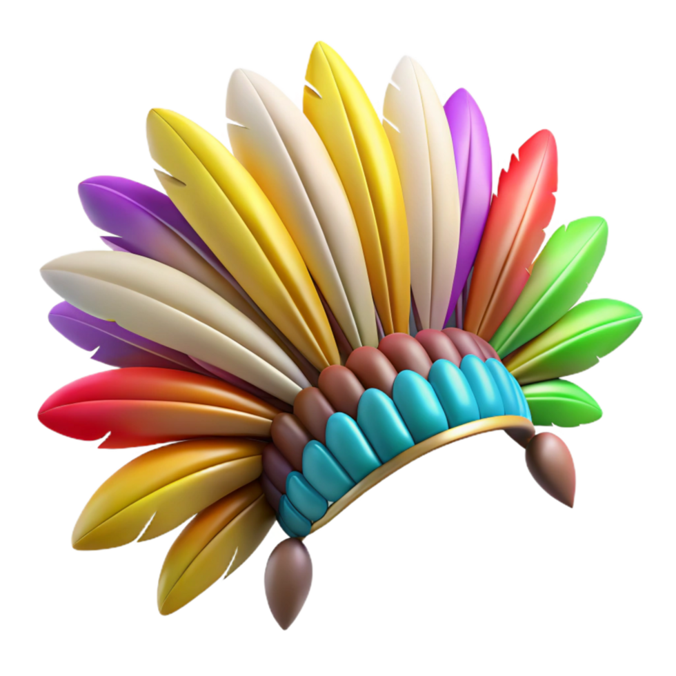 magnificent vintage Feather Headdress Colorful Feathers Cutout Element genuine png
