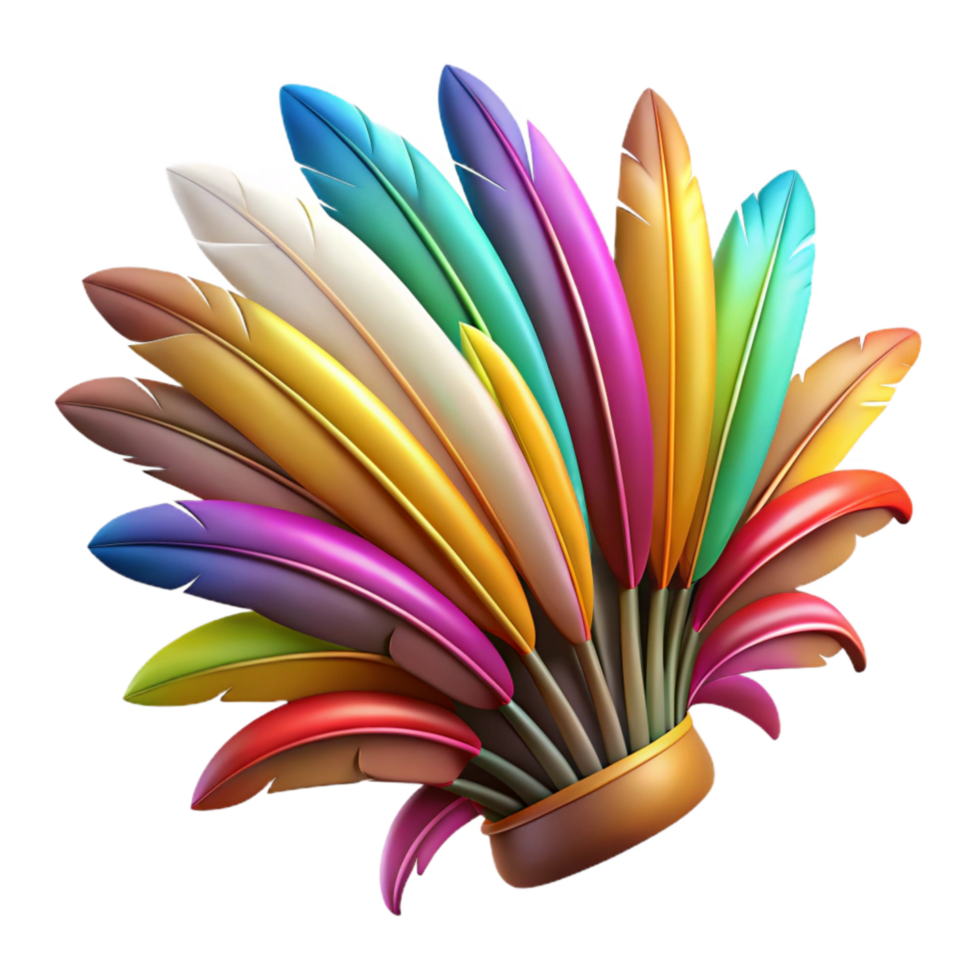 stunning contemporary Feather Headdress Colorful Feathers Cutout Element premium png