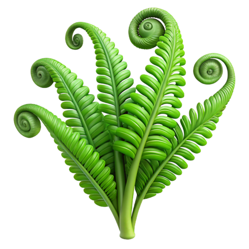 dramatic artistic Fern Fronds Unfurling Green Growth Cutout high quality png