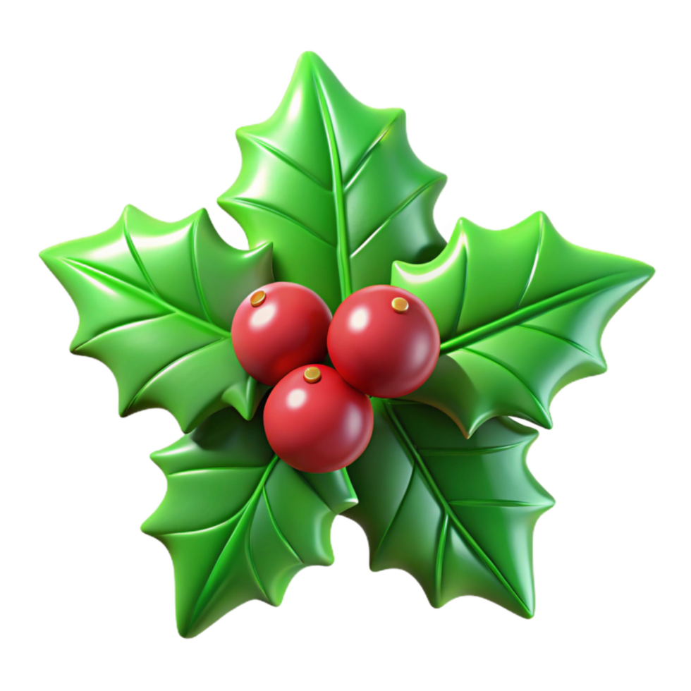 impressive artistic Festive Holly Leaves Green and Shiny Isolated original png