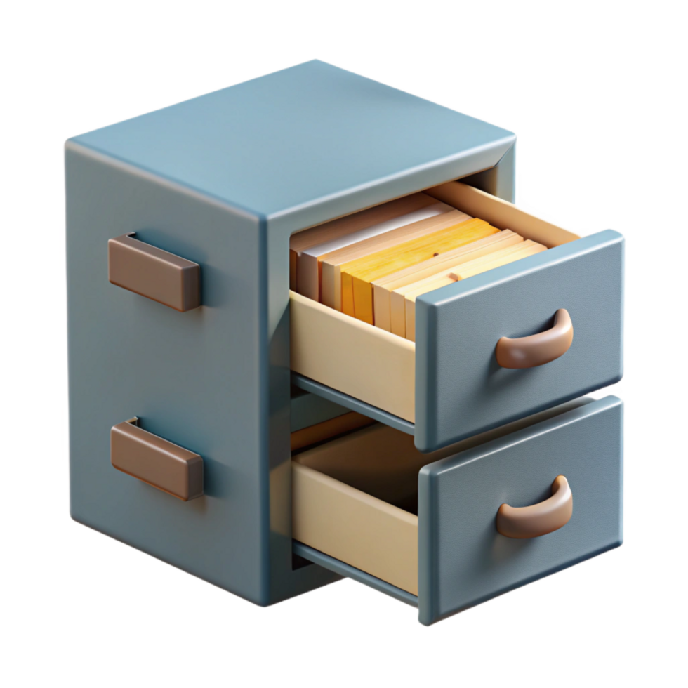 magnificent minimalist Filing Cabinet with Drawers Open Transparent Background high resolution png