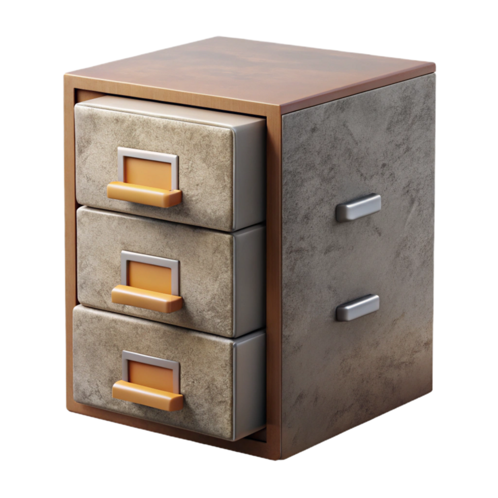 dramatic traditional Filing Cabinet with Drawers Open Transparent Background detailed png