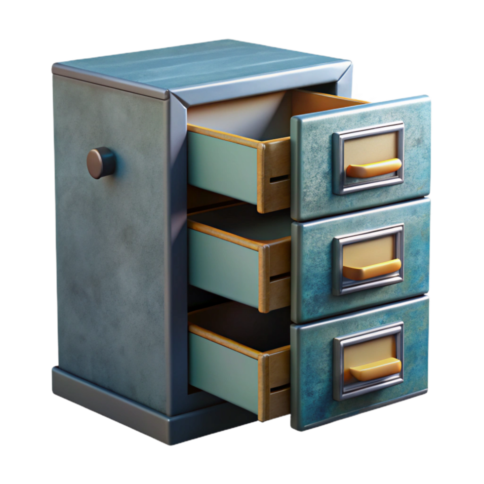elegant modern Filing Cabinet with Drawers Open Transparent Background authentic png