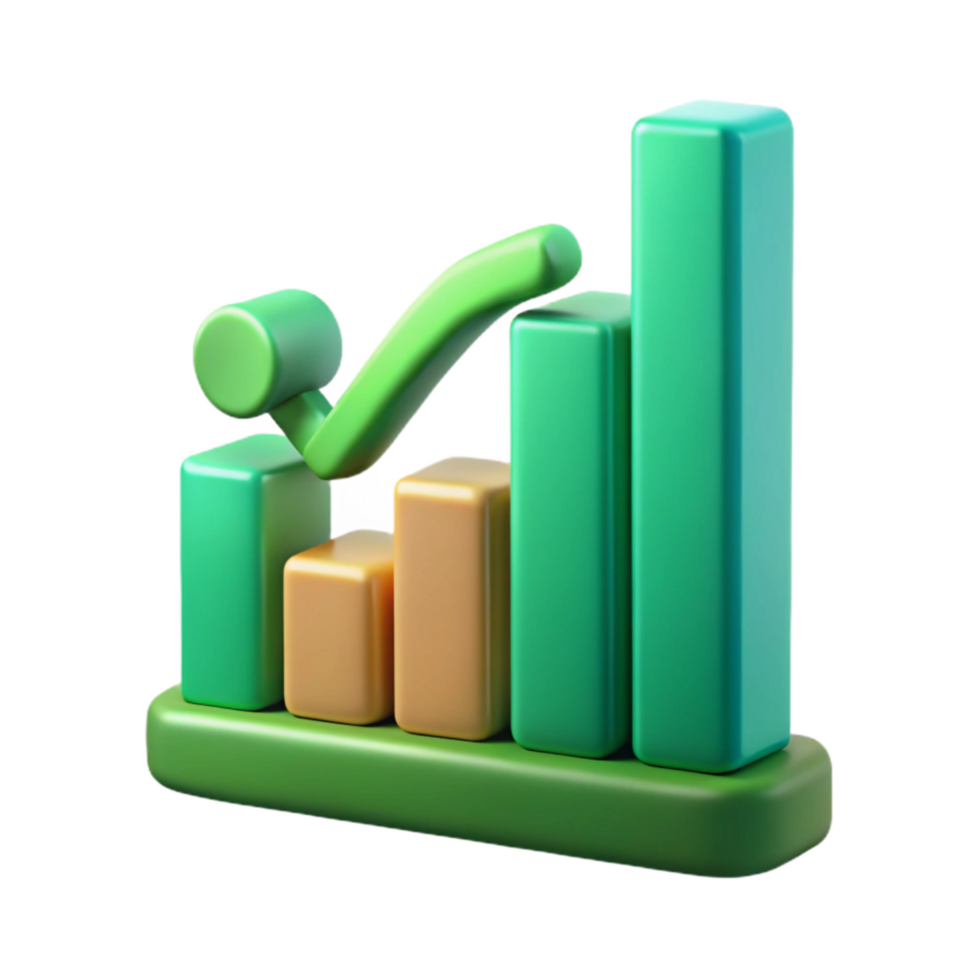 vibrant contemporary Financial Chart Growth Arrow Green Gradient Transparent Background authentic png