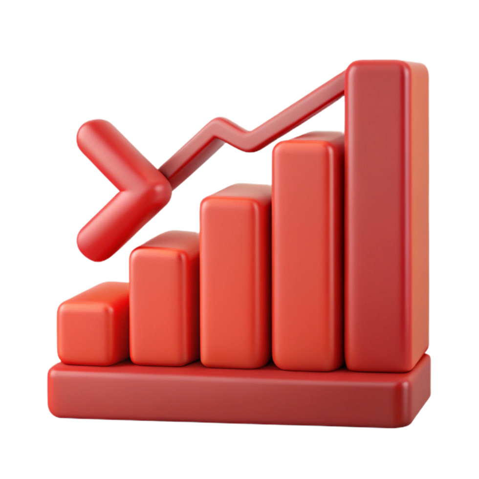 serene classic Financial Chart Showing Downward Trend Red Isolated Cutout authentic png