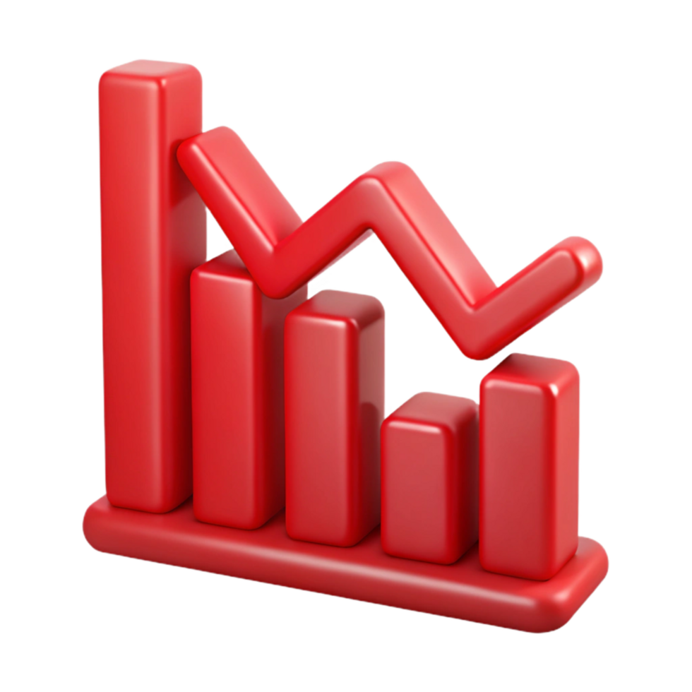 extraordinary artistic Financial Chart Showing Downward Trend Red Isolated Cutout genuine png