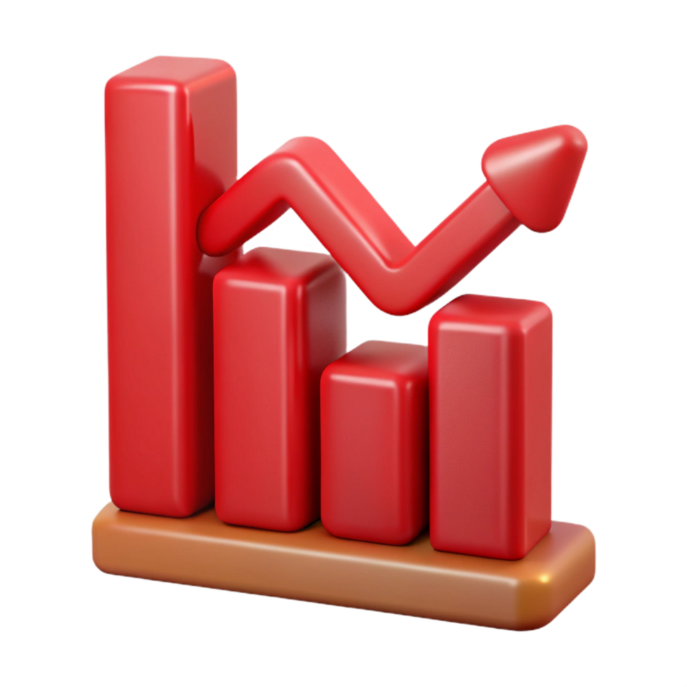 beautiful contemporary Financial Chart Showing Downward Trend Red Isolated Cutout detailed png