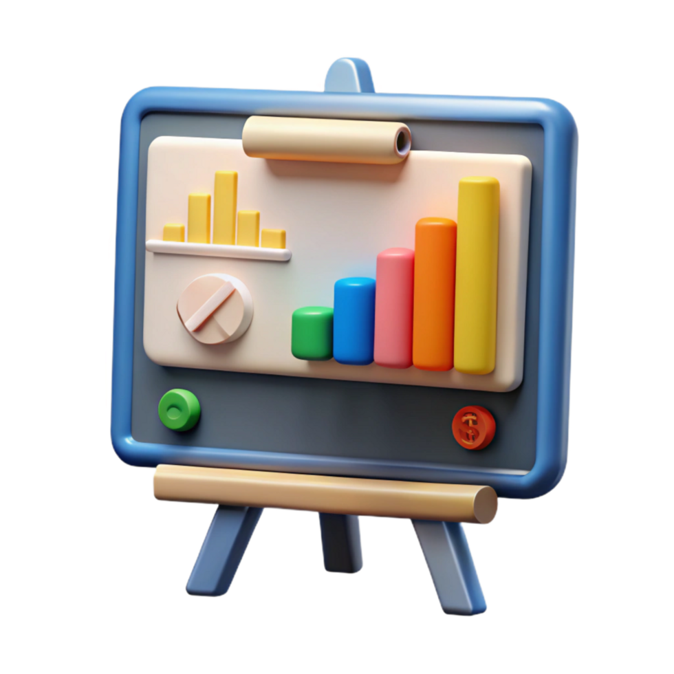 magnificent traditional Financial Charts on Whiteboard Isolated high quality png