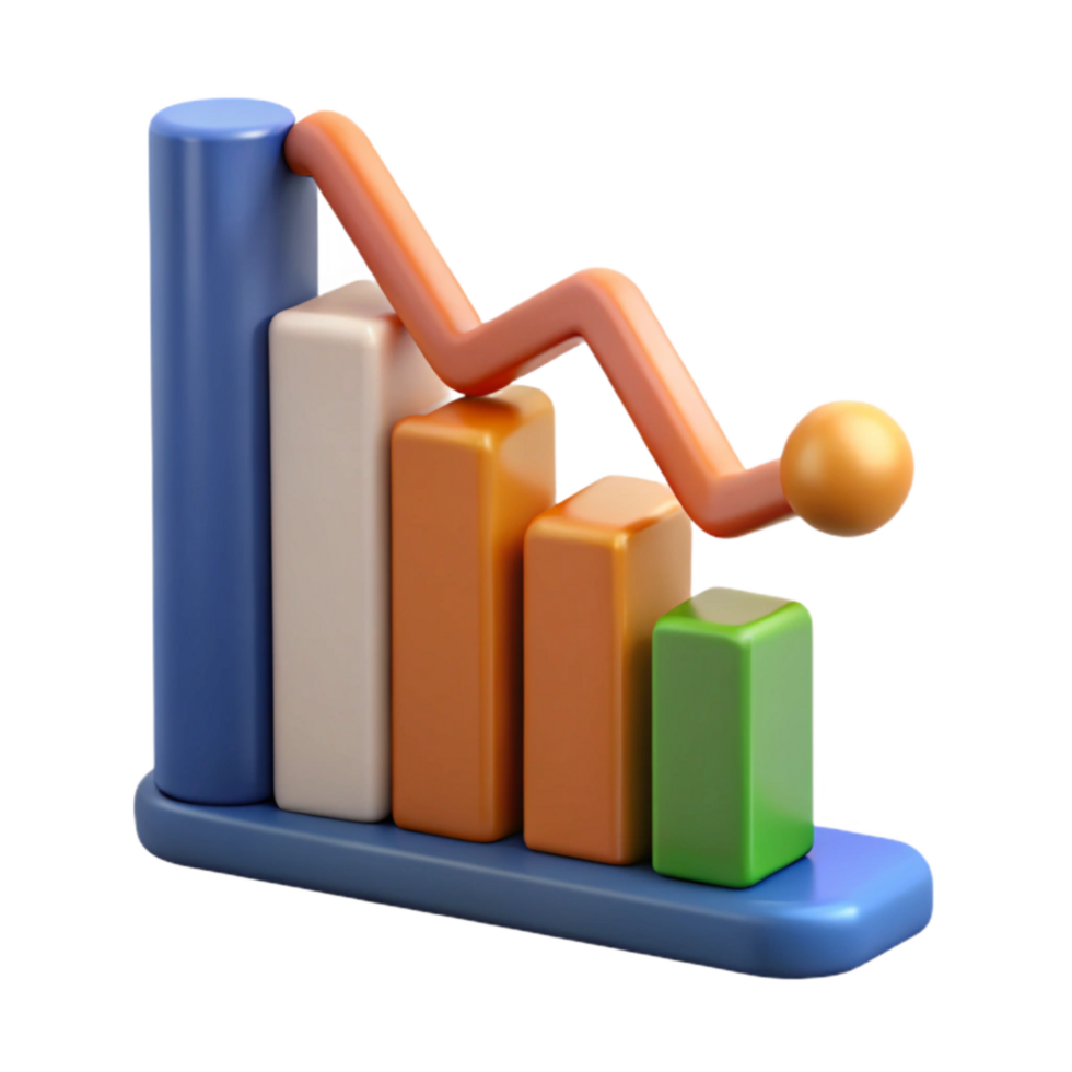 magnificent contemporary Financial Graph Chart Downward Trend Isolated Element professional png