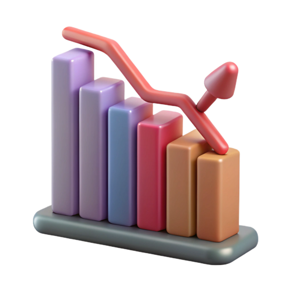 wonderful traditional Financial Graph Chart Downward Trend Isolated Element authentic png
