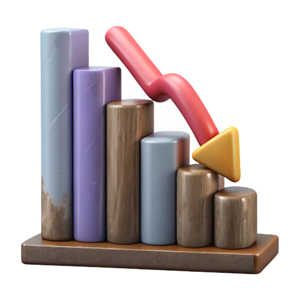 impressive vintage Financial Graph Chart Downward Trend Isolated Element high quality png