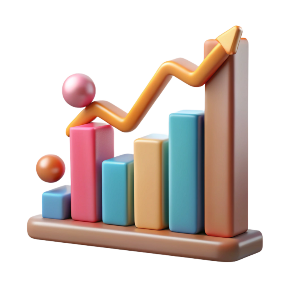 elegant creative Financial Graph Chart Upward Trend Isolated Element high resolution png