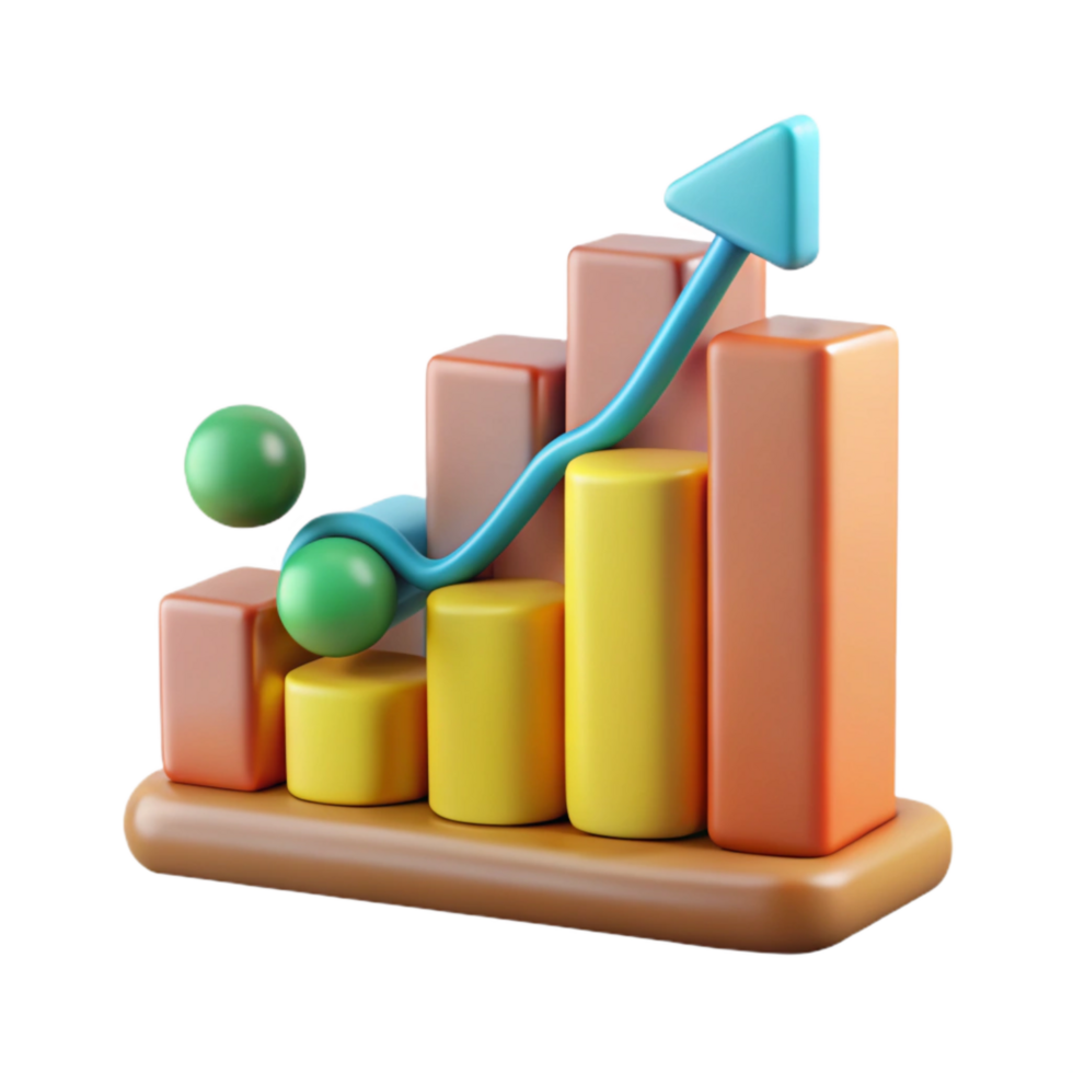 vibrant modern Financial Graph Chart Upward Trend Isolated Element detailed png