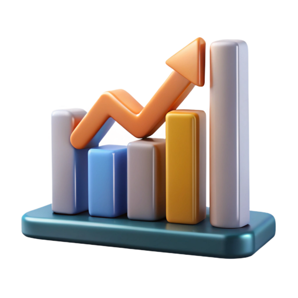 beautiful abstract Financial Graph Chart with Arrow Up Isolated Element high resolution png