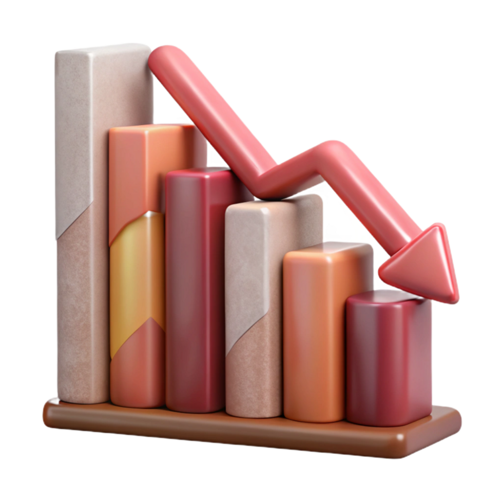 elegant rustic Financial Graph Chart Downward Trend Isolated Element high quality png